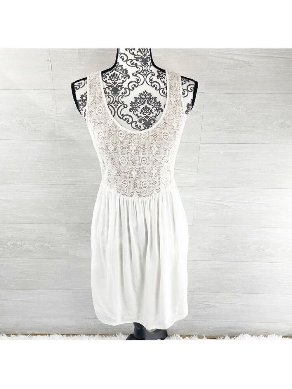 Claudie Pierlot Crochet Lace Top Fit & Flare Open Back Dress